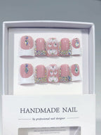 Blush Crystal: "Pink Diamond Dream" – Short Square Handmade Press-Ons