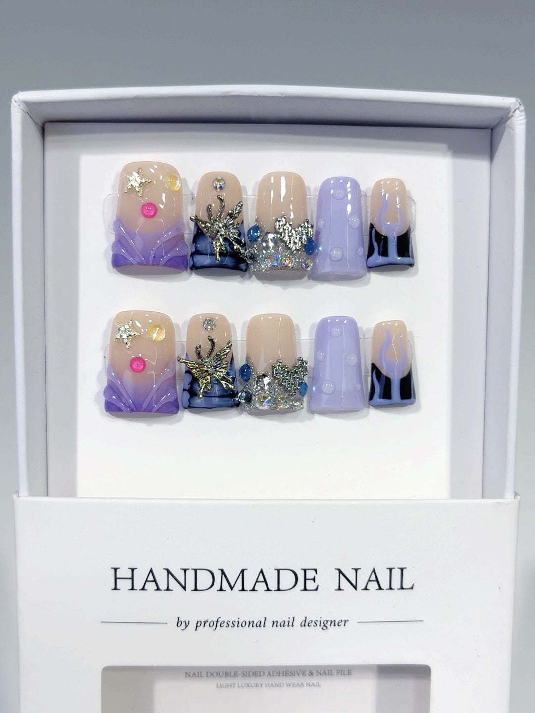 Celestial Fantasy: "Starry Butterfly Dream" – Square Press-On Nails