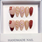 Cherry Blossom: "Crimson Sakura" – Almond Shape Press-On Nails