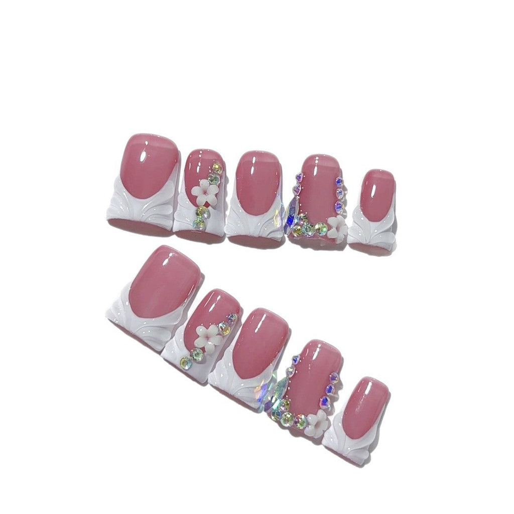 Blush Bloom: "Velvet Rose" – Short Square Press-On Nails