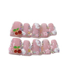 Cherry Sweet: "Sparkle Cherry Cloud" – Square Press-On Nails