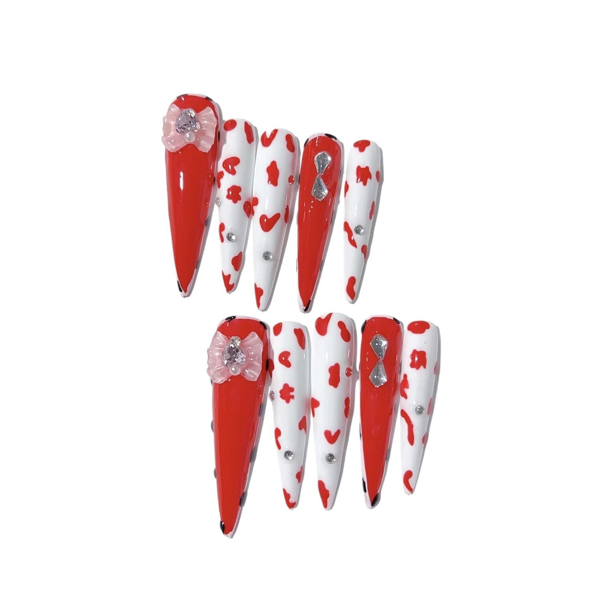 Crimson Crush: "Cowgirl Rose" – Extra Long Stiletto Press-On Nails