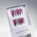 Barbie Glam: "Pink Heart Bling" – Long Stiletto Press-On Nails