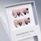 Purple Floral Almond Press-On Nails | Plum Blossom Gradient