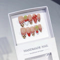 Sweet Cherry: "Leopard Cherry Bow" – Almond Shape Handmade Press-On Nails