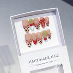 Sweet Cherry: "Leopard Cherry Bow" – Almond Shape Handmade Press-On Nails