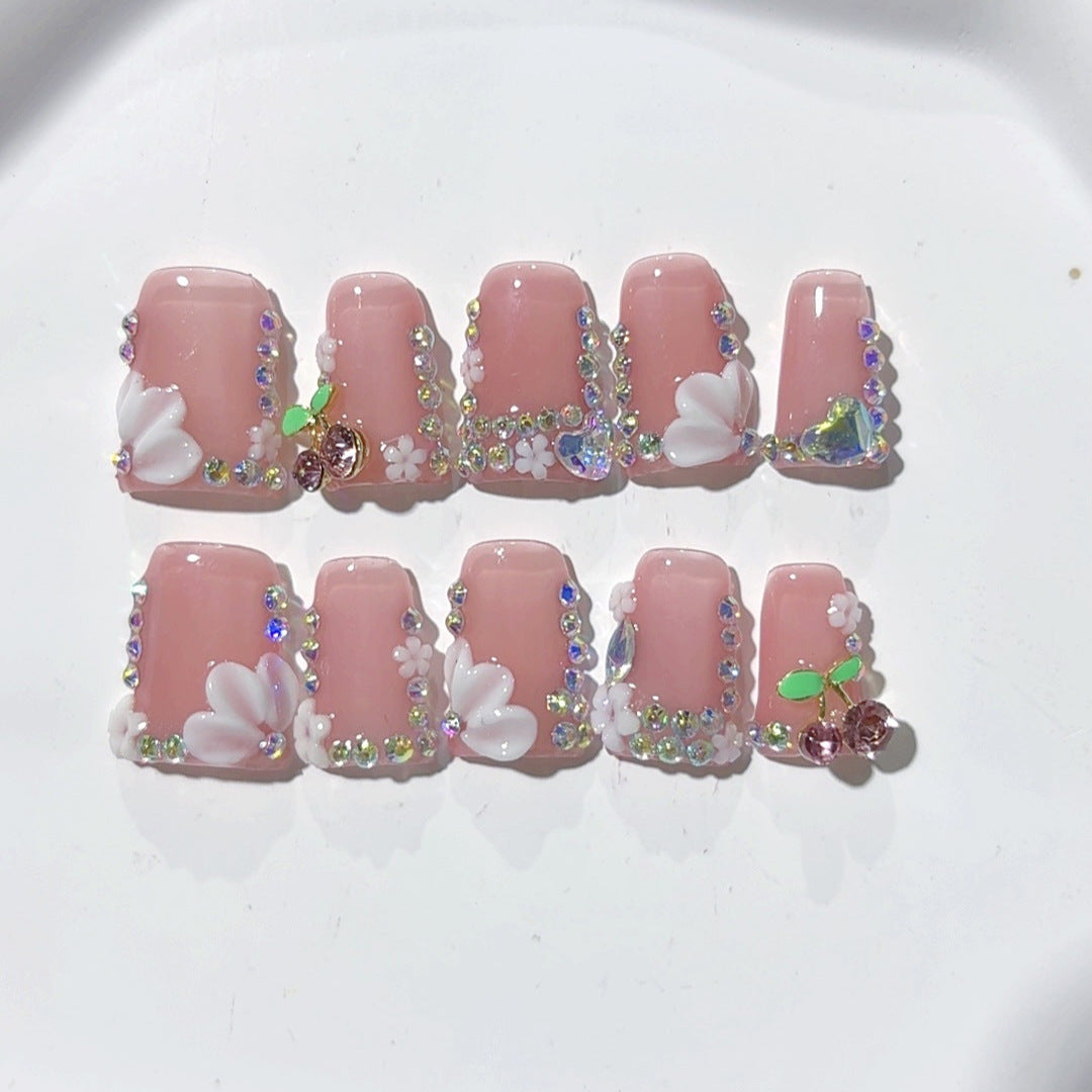 Cherry Blossom Gala: "Blossom Cherry" – Short Square Press-On Nails