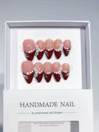Crimson Whisper: "Burgundy Bloom" – Almond Shape Press-On Nails