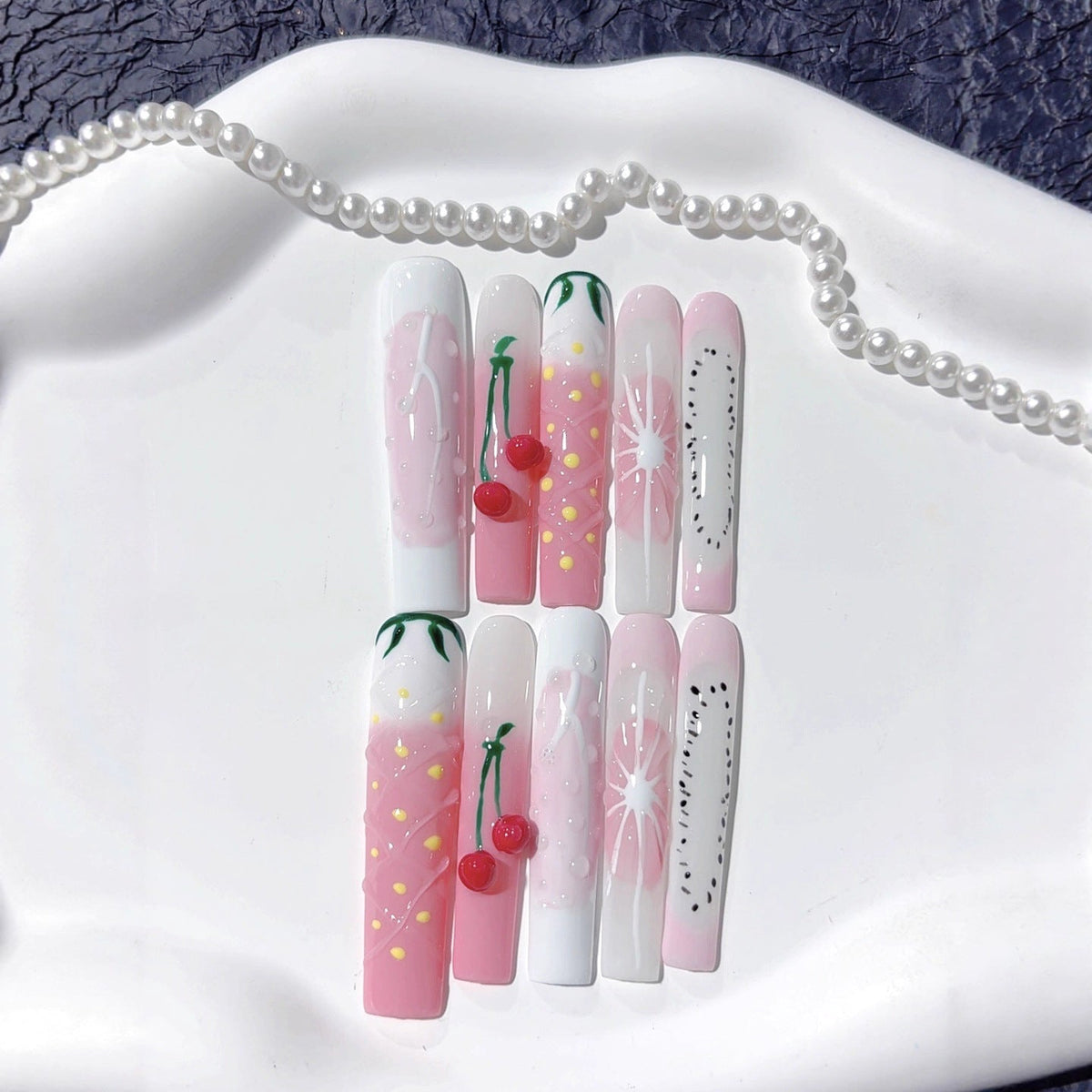 Cherry Fruit Jelly Cute Pastel Press On Nails