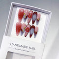 Crimson Bloom: "Red Petal" – Long Almond Handmade Press On Nails