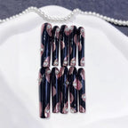 Midnight Rose Glam Extra Long Square Black Pink Rhinestone Press-On Nails
